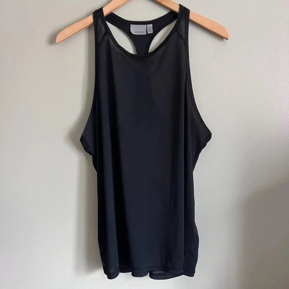 Athleta Black Surge Mesh Racerback Tank Top Size XL - Picture 2 of 9